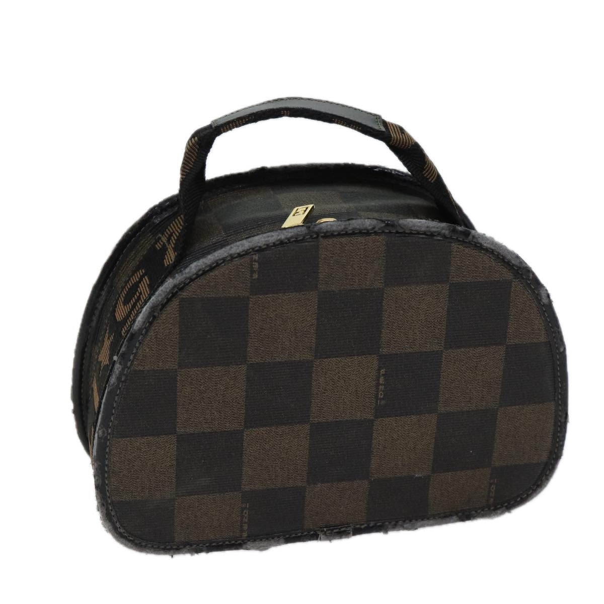 FENDI Pecan Canvas Hand Bag Brown Black 71355