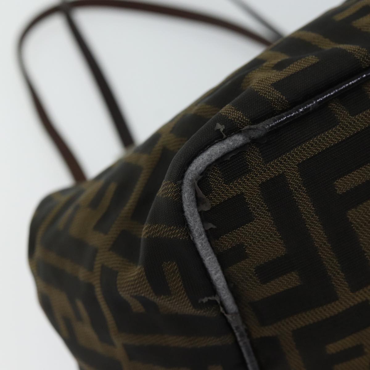 FENDI Zucca Canvas Hand Bag Brown Black 71356