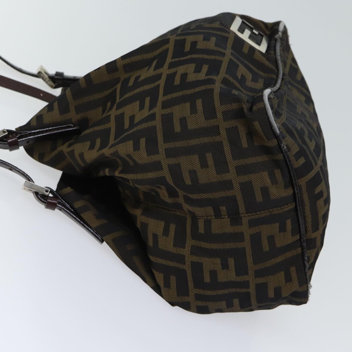 FENDI Zucca Canvas Hand Bag Brown Black 71356
