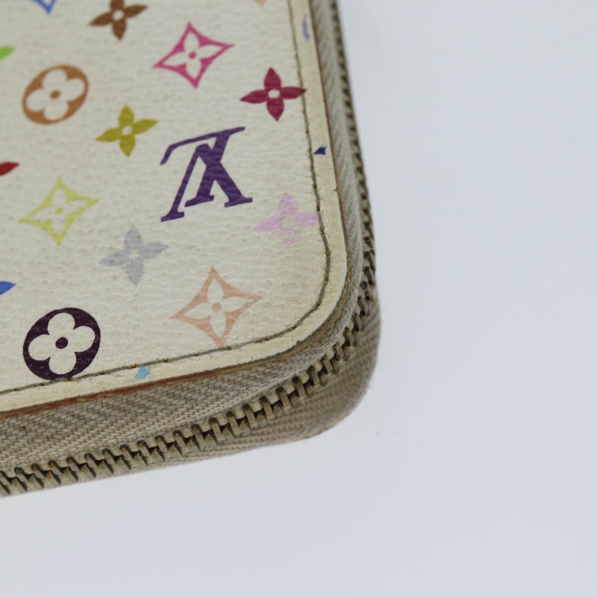 LOUIS VUITTON Monogram Multicolor Zippy Wallet White M60241 LV 71364