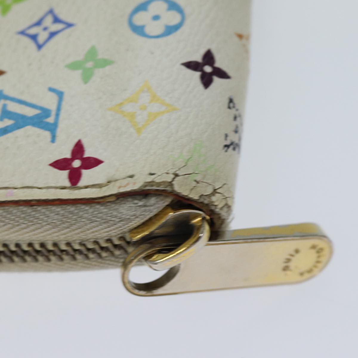 LOUIS VUITTON Monogram Multicolor Zippy Wallet White M60241 LV 71364