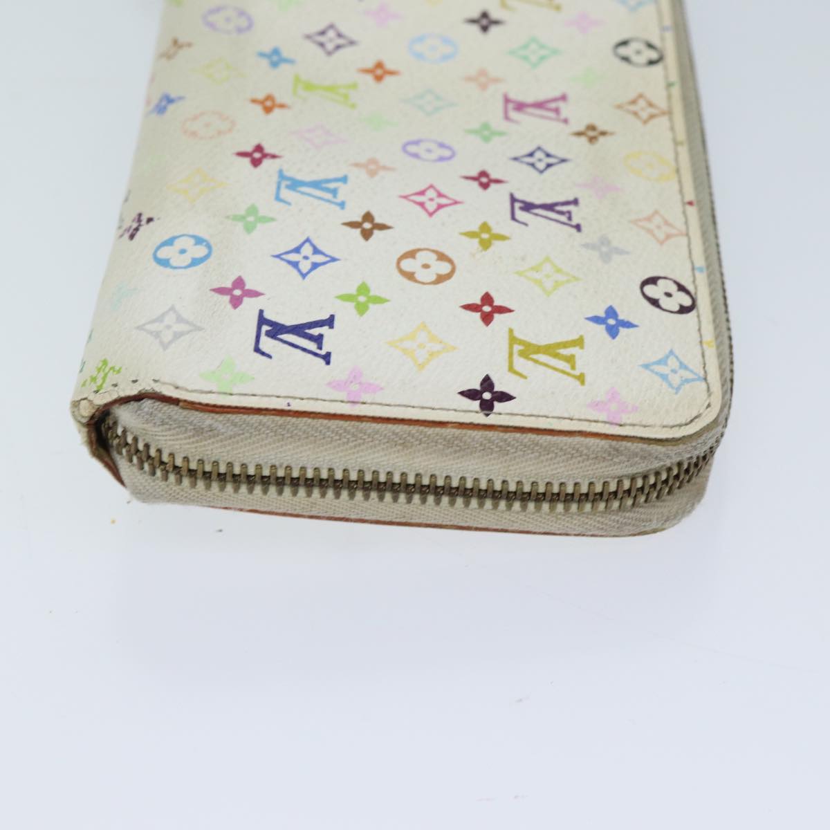 LOUIS VUITTON Monogram Multicolor Zippy Wallet White M60241 LV 71364