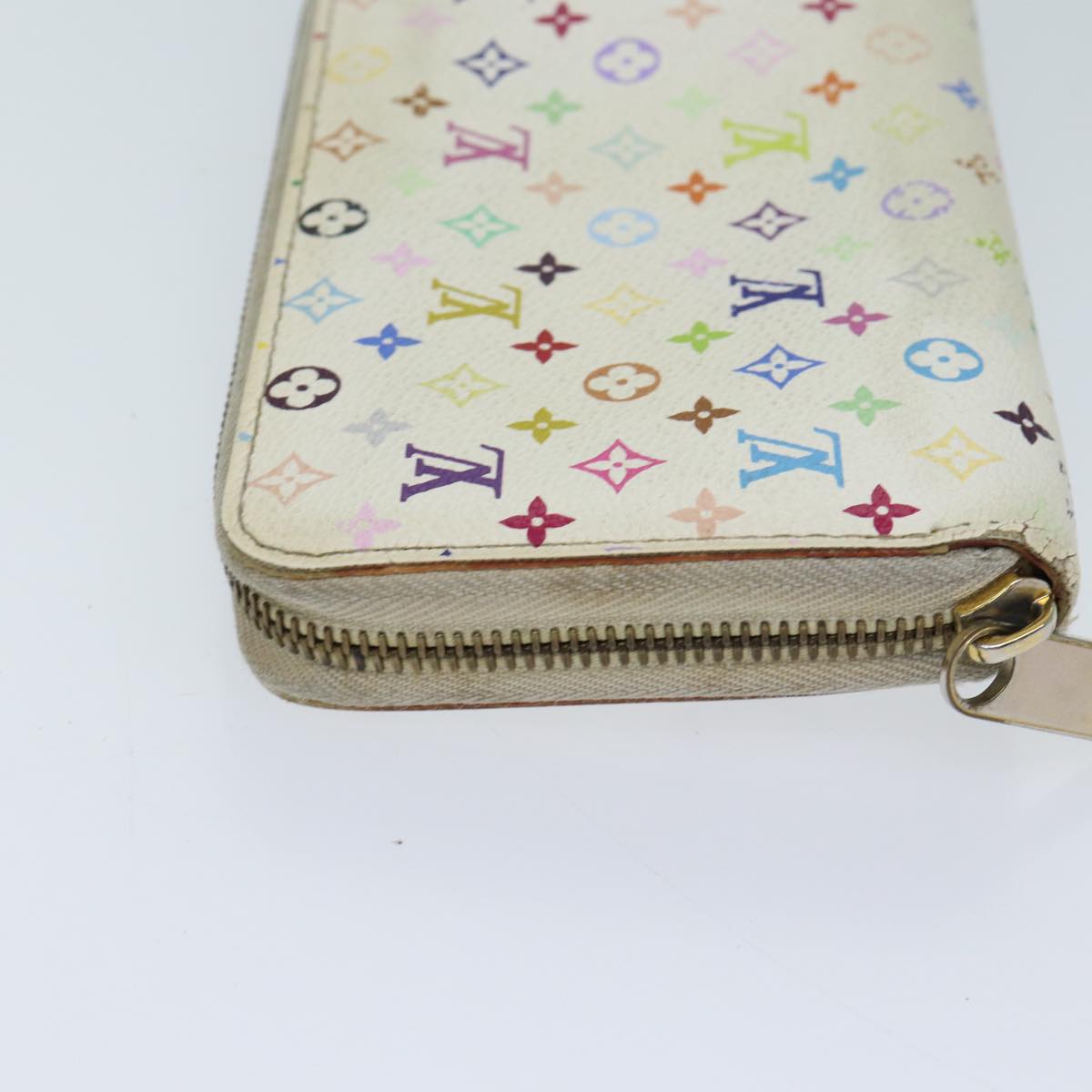 LOUIS VUITTON Monogram Multicolor Zippy Wallet White M60241 LV 71364