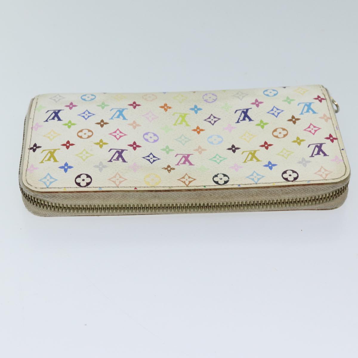LOUIS VUITTON Monogram Multicolor Zippy Wallet White M60241 LV 71364