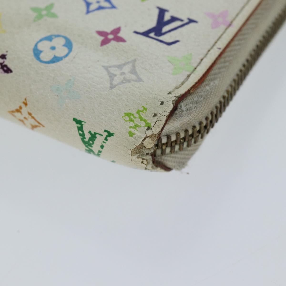 LOUIS VUITTON Monogram Multicolor Zippy Wallet White M60241 LV 71364