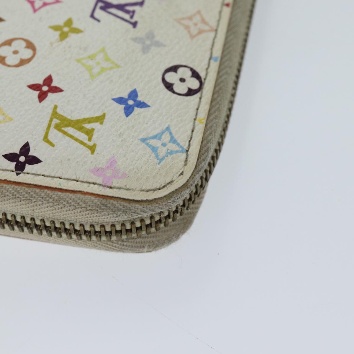 LOUIS VUITTON Monogram Multicolor Zippy Wallet White M60241 LV 71364