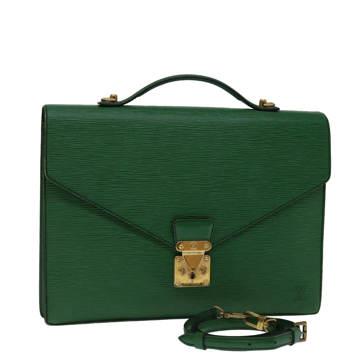 LOUIS VUITTON Epi Porte Documents Bandouliere Briefcase Green M54464 71374