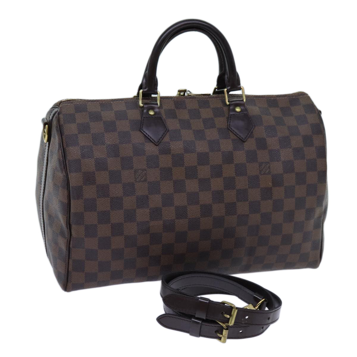 LOUIS VUITTON Damier Ebene Speedy Bandouliere 35 Hand Bag N41366 LV 71380