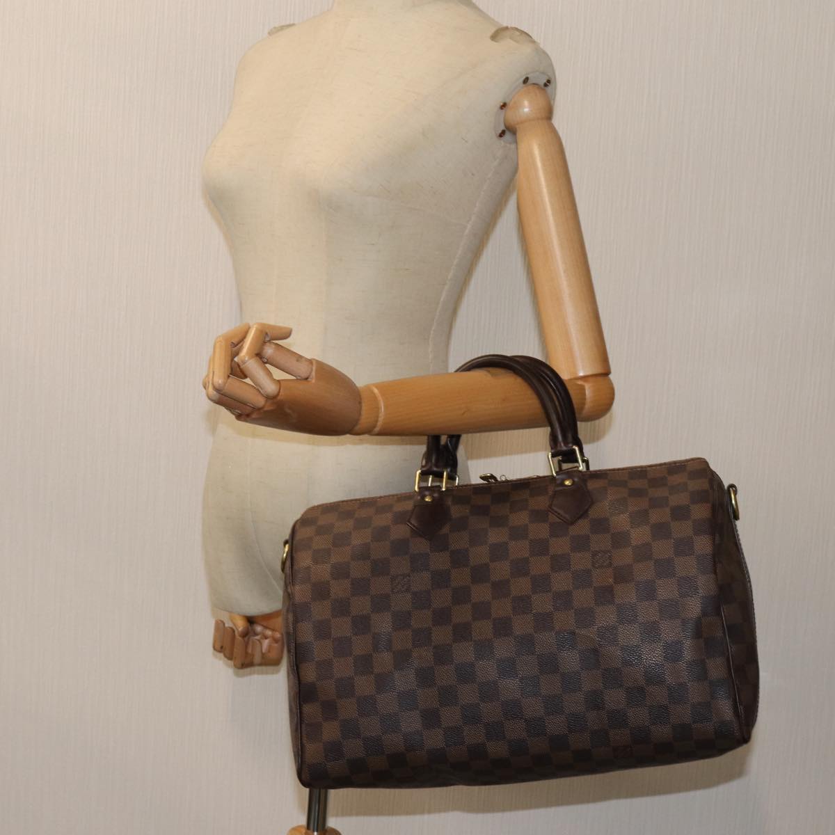 LOUIS VUITTON Damier Ebene Speedy Bandouliere 35 Hand Bag N41366 LV 71380