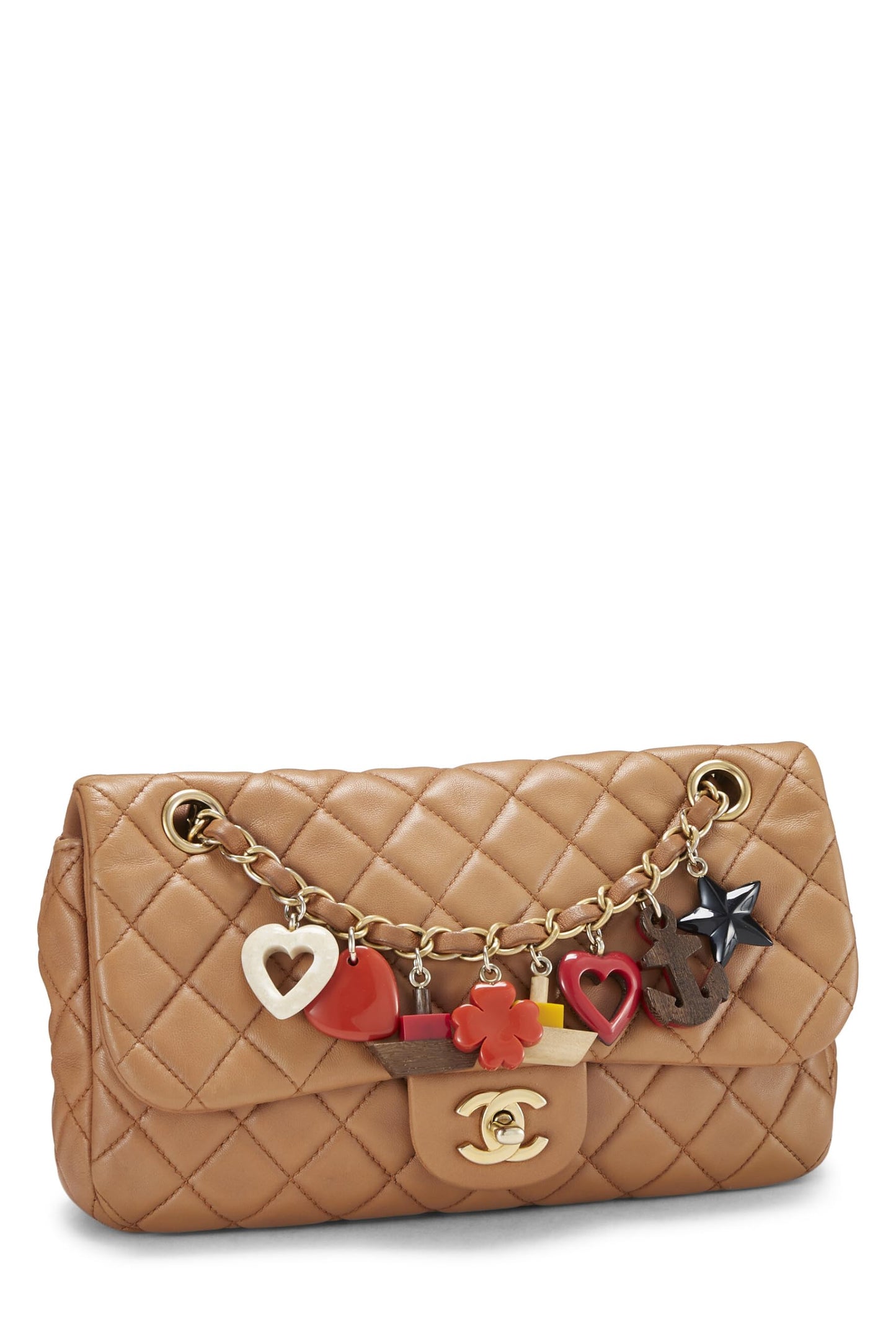 Chanel,  Brown Quilted Lambskin Valentine Single Flap Medium, Brown