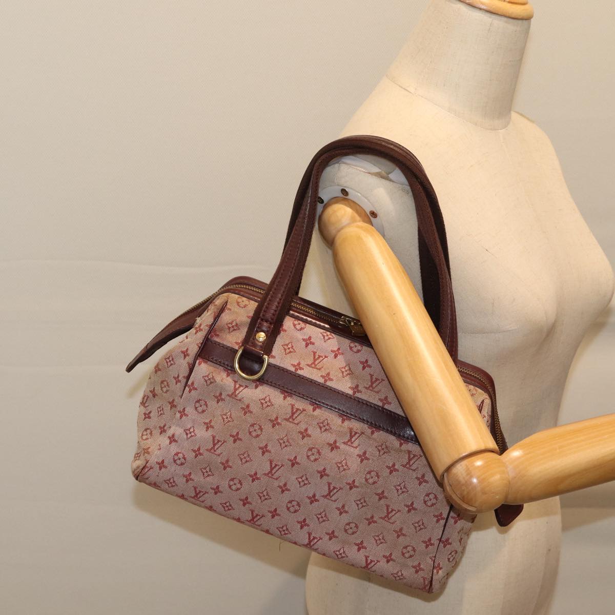 LOUIS VUITTON Monogram Mini Josephine PM Hand Bag Red M92216 LV 71462