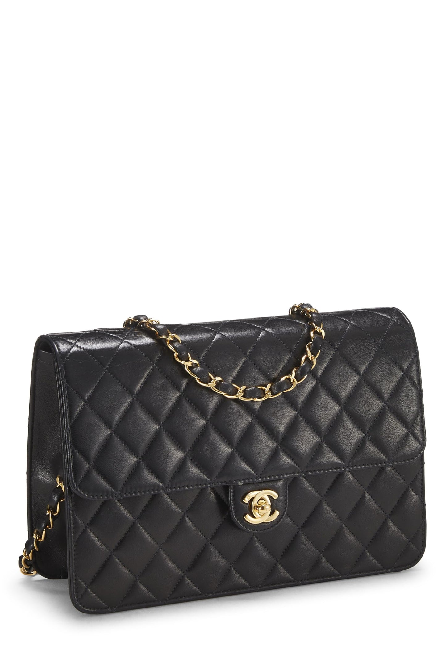 Chanel,  Black Quilted Lambskin Turnlock Ex Flap Medium, Black