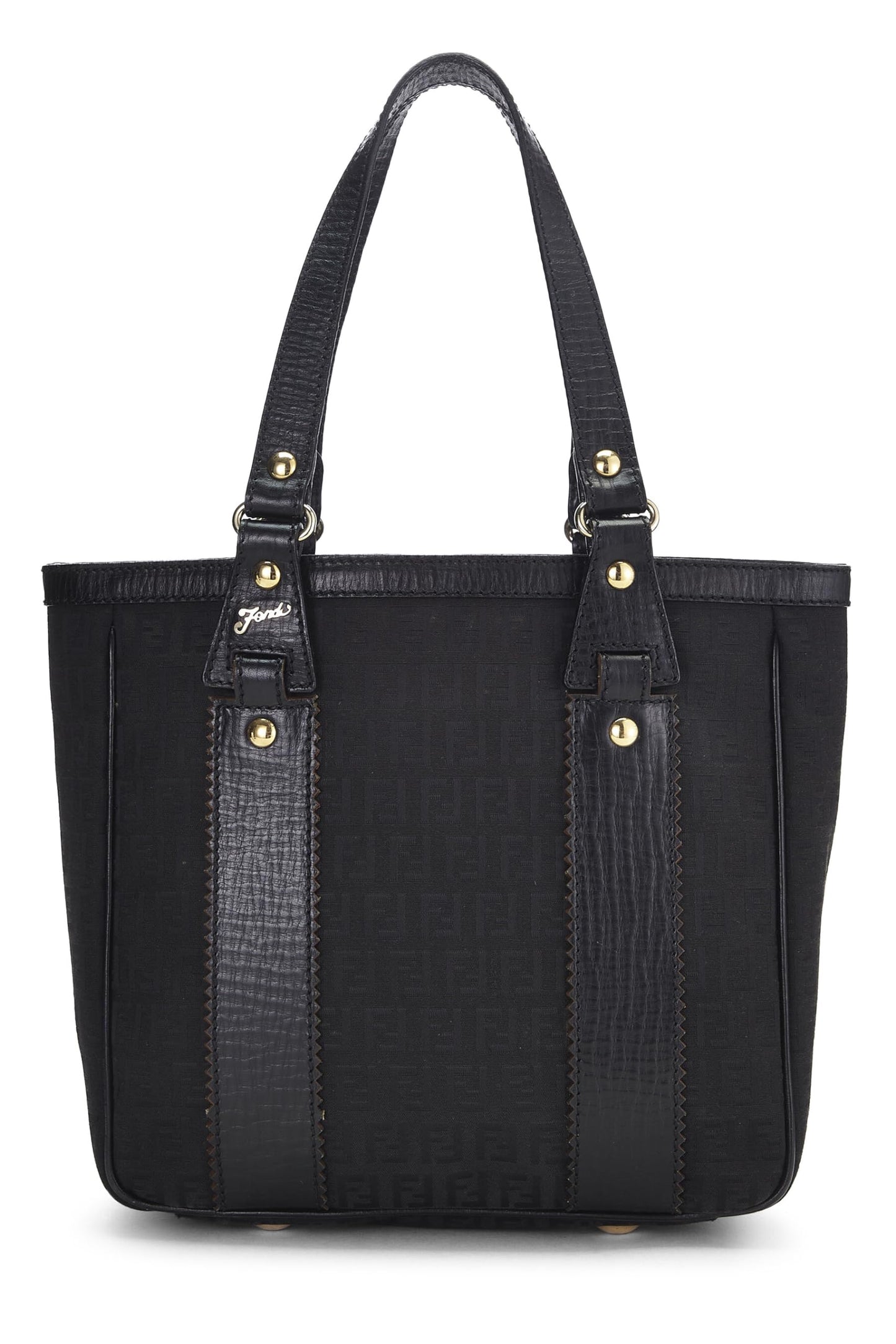 Fendi,  Black Zucchino Canvas Tote Small, Black