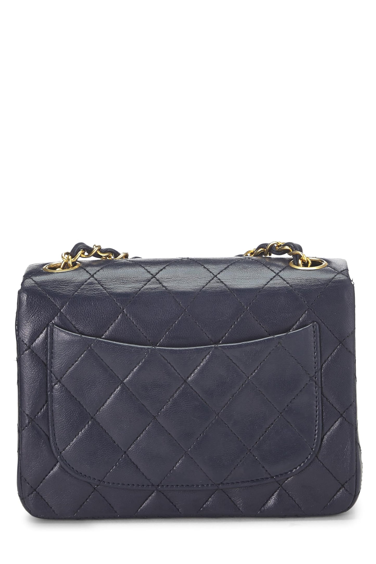 Chanel,  Navy Quilted Lambskin Half Flap Mini, Navy