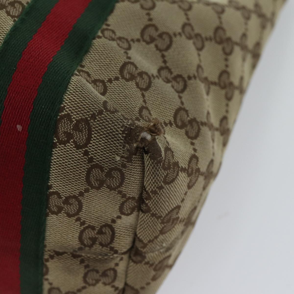 GUCCI GG Canvas Web Sherry Line Hand Bag Beige Red Green 162899 71515
