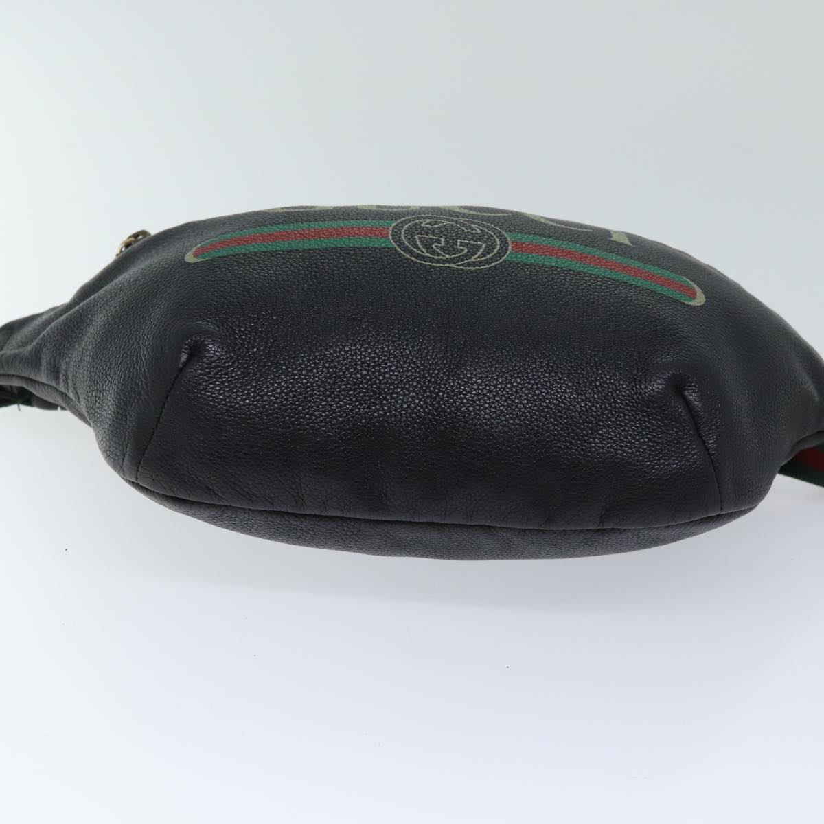 GUCCI Web Sherry Line Body Bag Leather Black Red Green 493869 71516