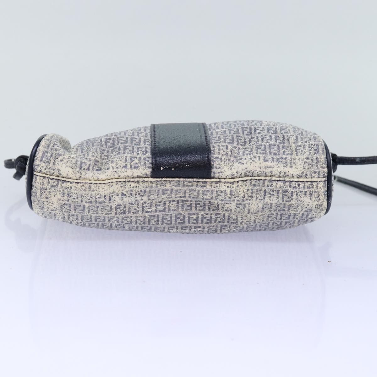 FENDI Zucchino Canvas Shoulder Bag Coated Canvas White Navy 71558