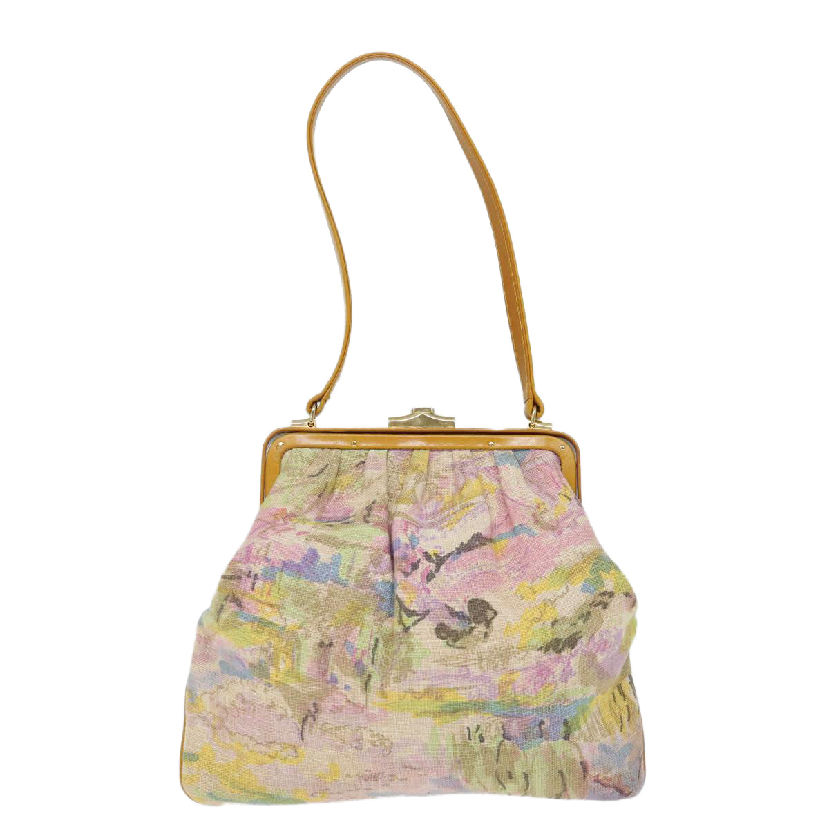 FENDI Hand Bag Canvas Beige Pink 71568