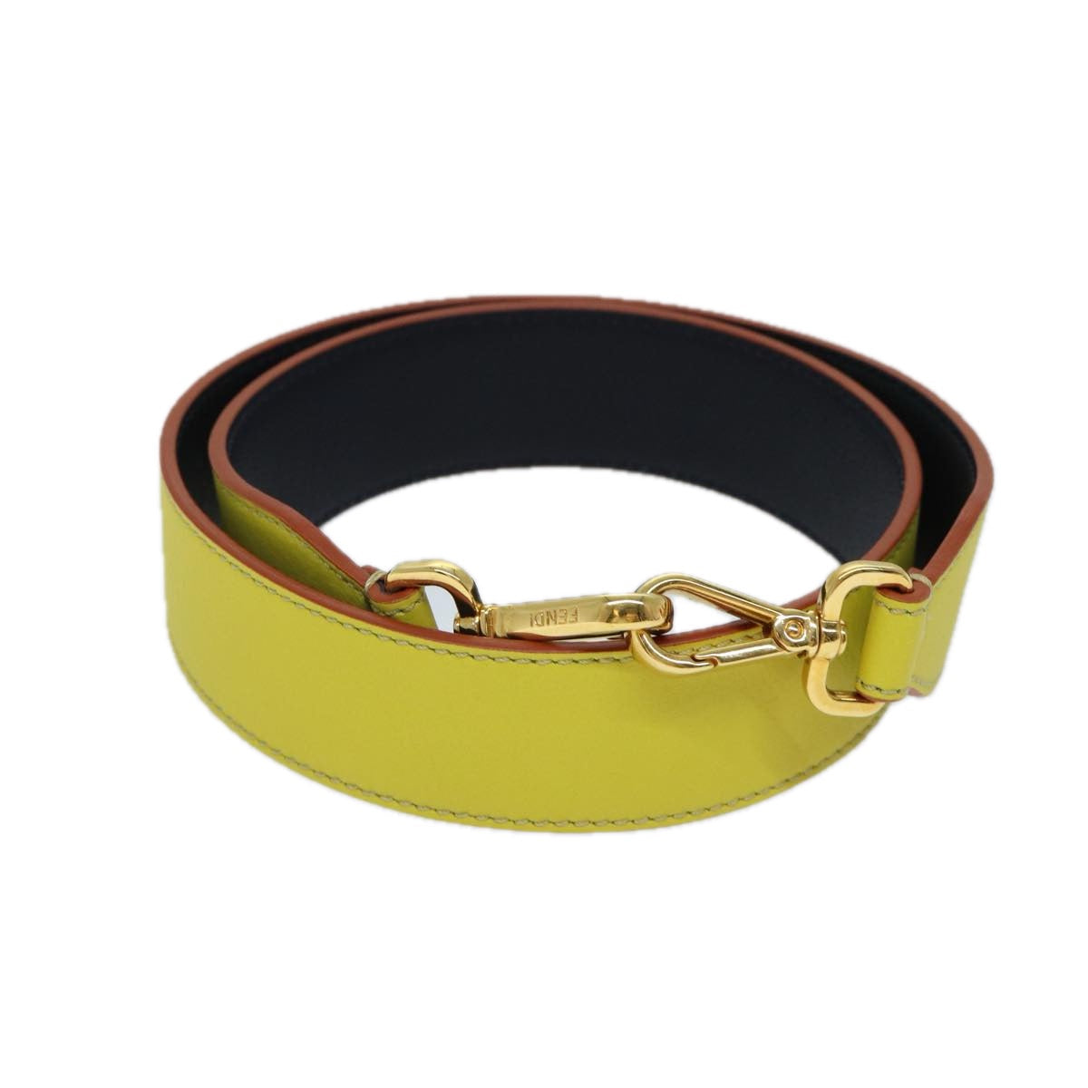 FENDI Leather Shoulder Strap 31.9"" Yellow 71578