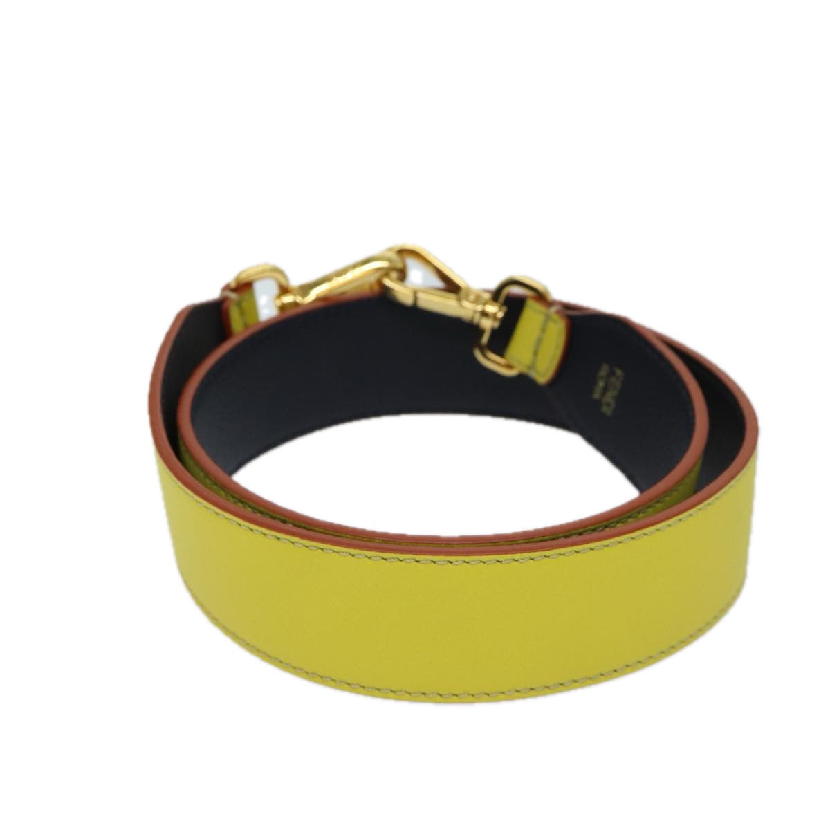 FENDI Leather Shoulder Strap 31.9"" Yellow 71578