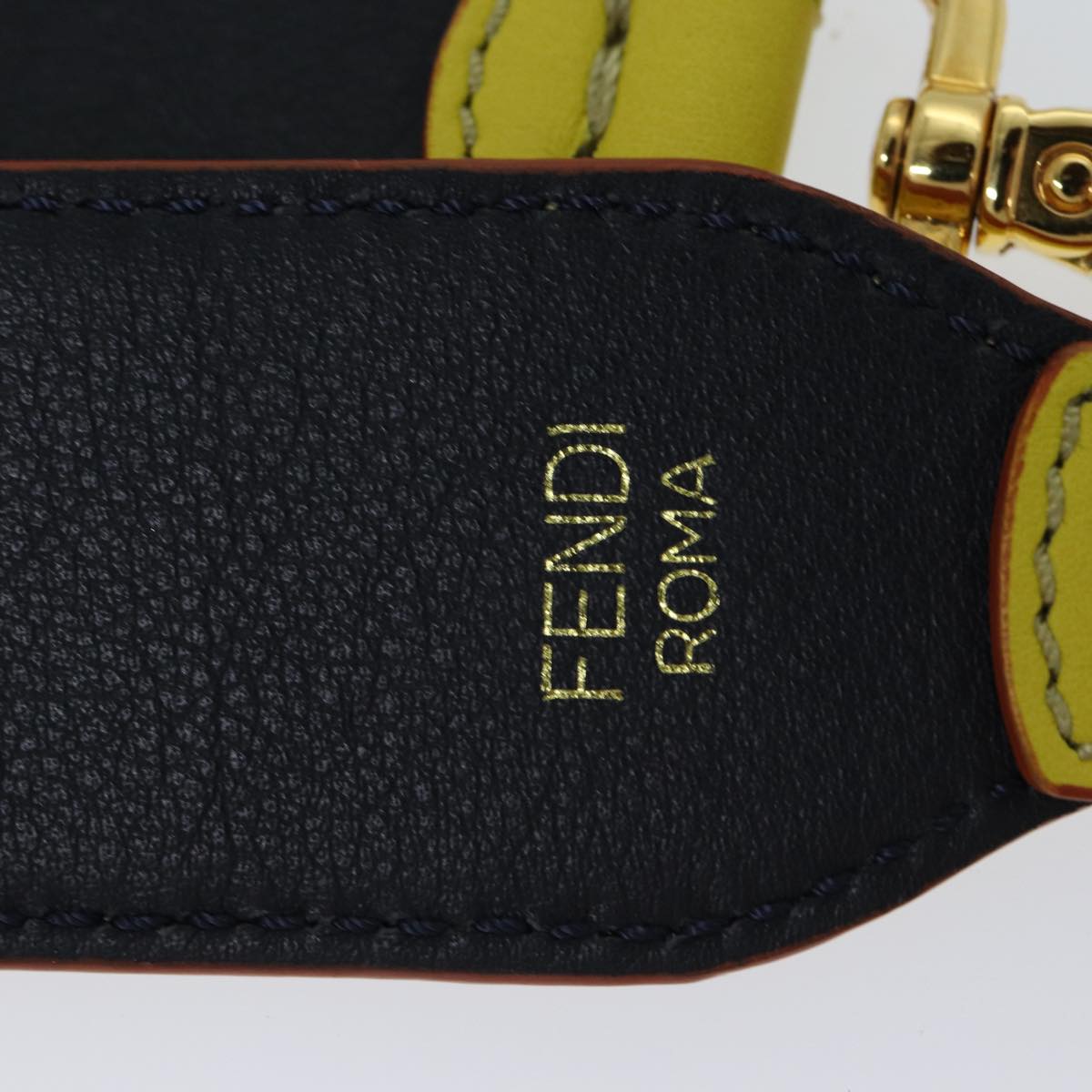 FENDI Leather Shoulder Strap 31.9"" Yellow 71578