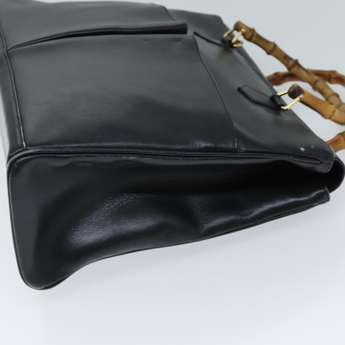 GUCCI Bamboo Shoulder Bag Leather 2way Black 71587