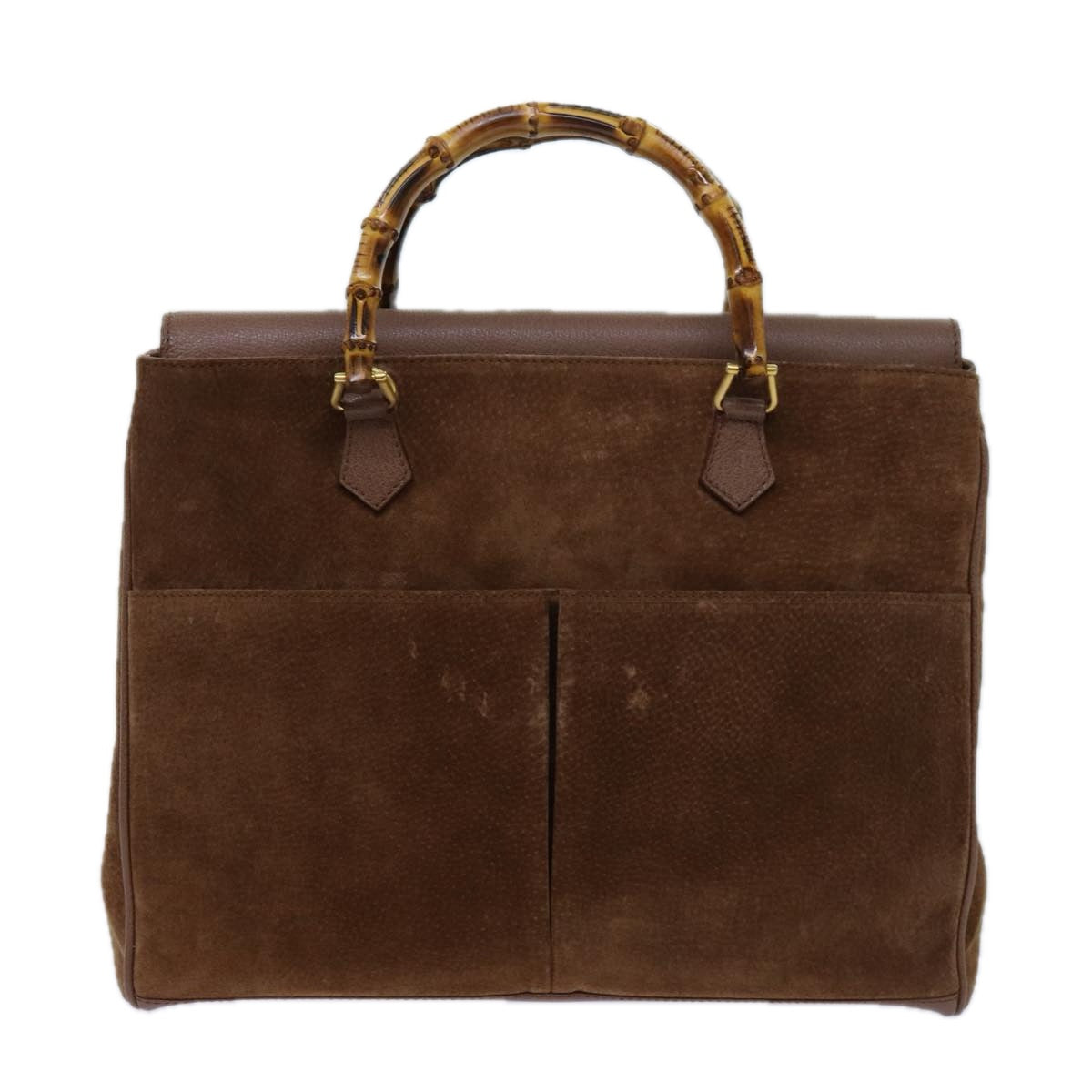 GUCCI Bamboo Hand Bag Suede 2way Brown 002 123 0322 71588