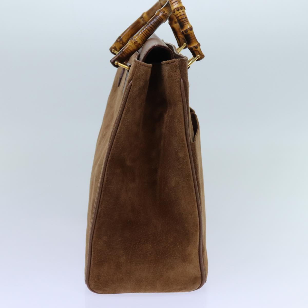 GUCCI Bamboo Hand Bag Suede 2way Brown 002 123 0322 71588