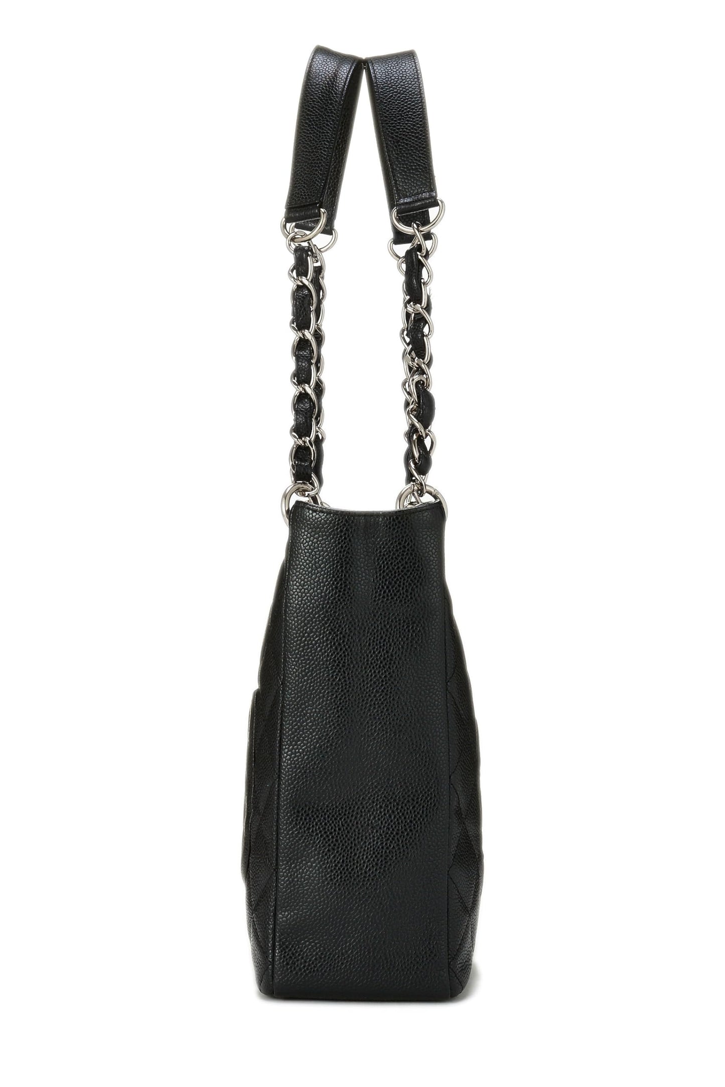 Chanel,  Black Quilted Caviar Petite Shopping Tote (PST), Black