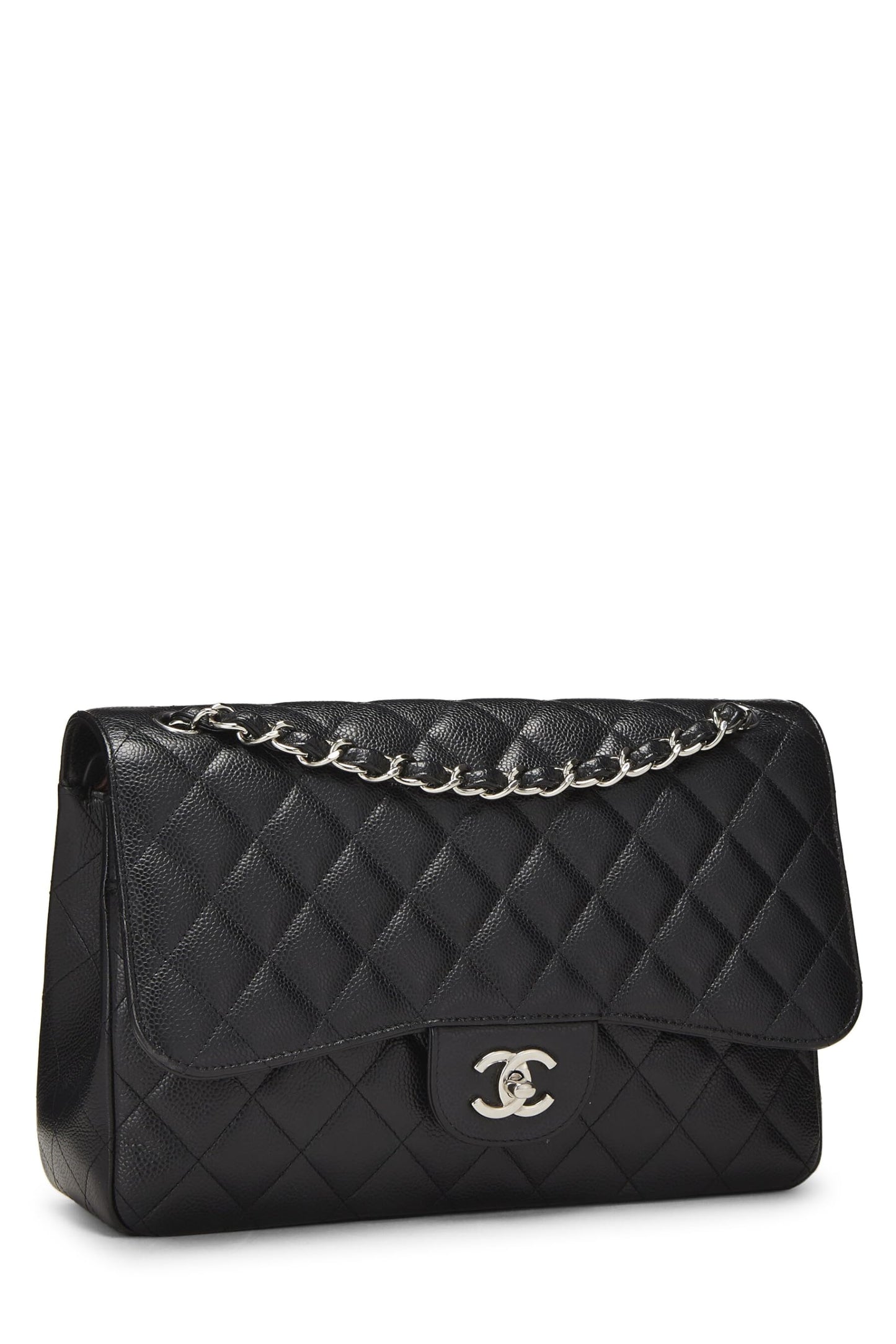 Chanel,  Black Quilted Caviar New Classic Flap Jumbo, Black