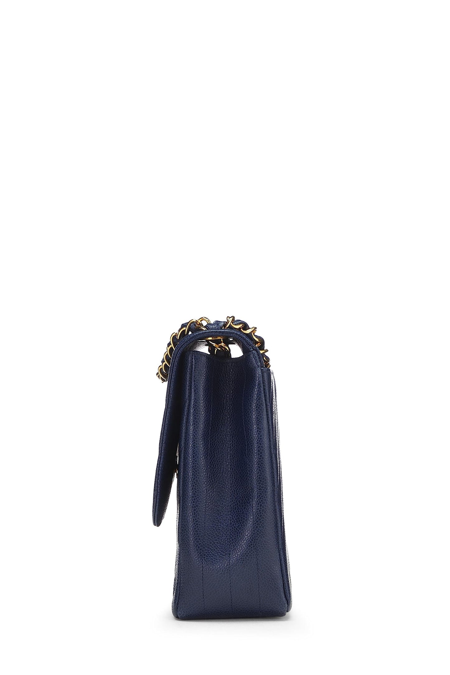 Chanel,  Navy Caviar Diagonal Jumbo Flap, Blue