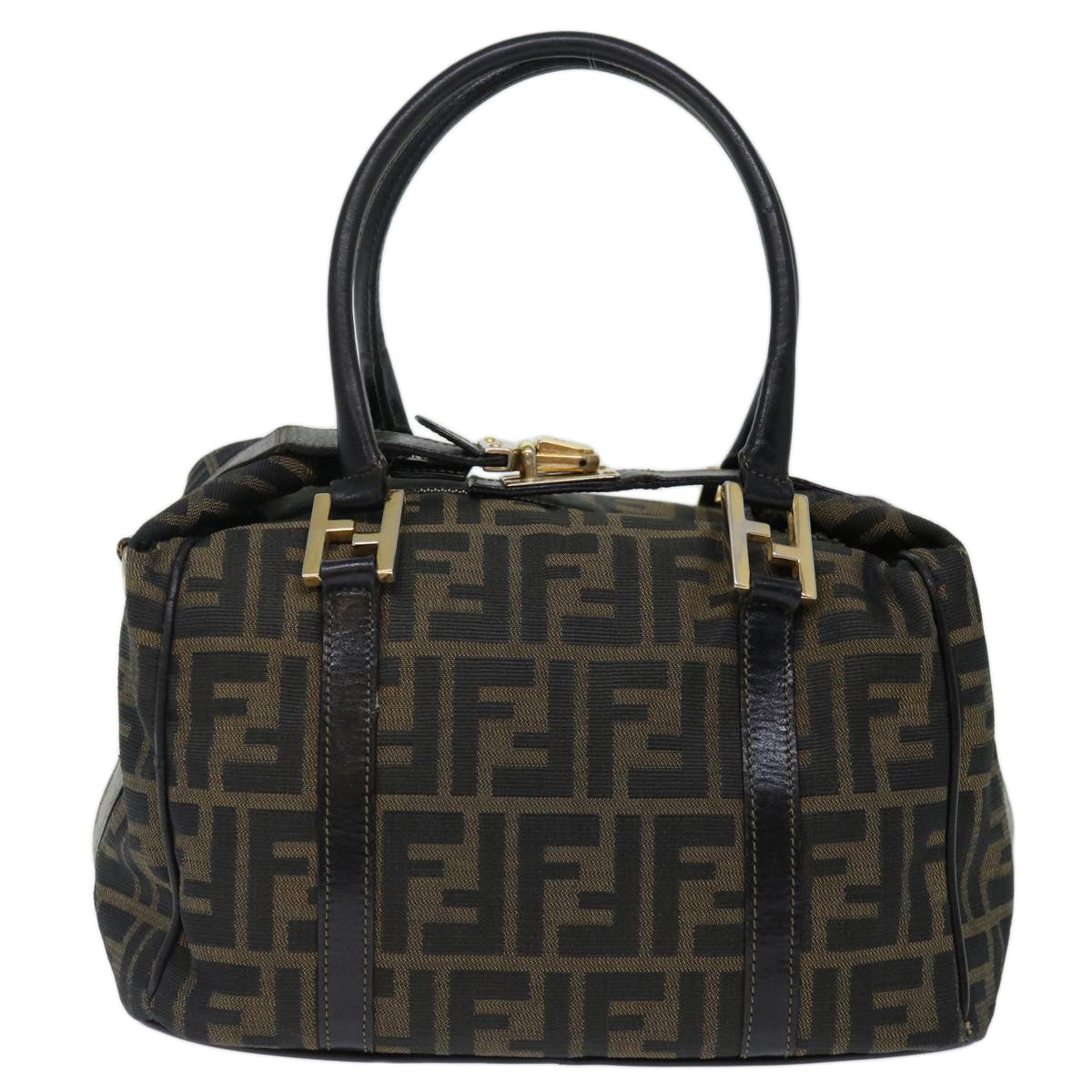 FENDI Zucca Canvas Hand Bag 2way Brown Black 71647