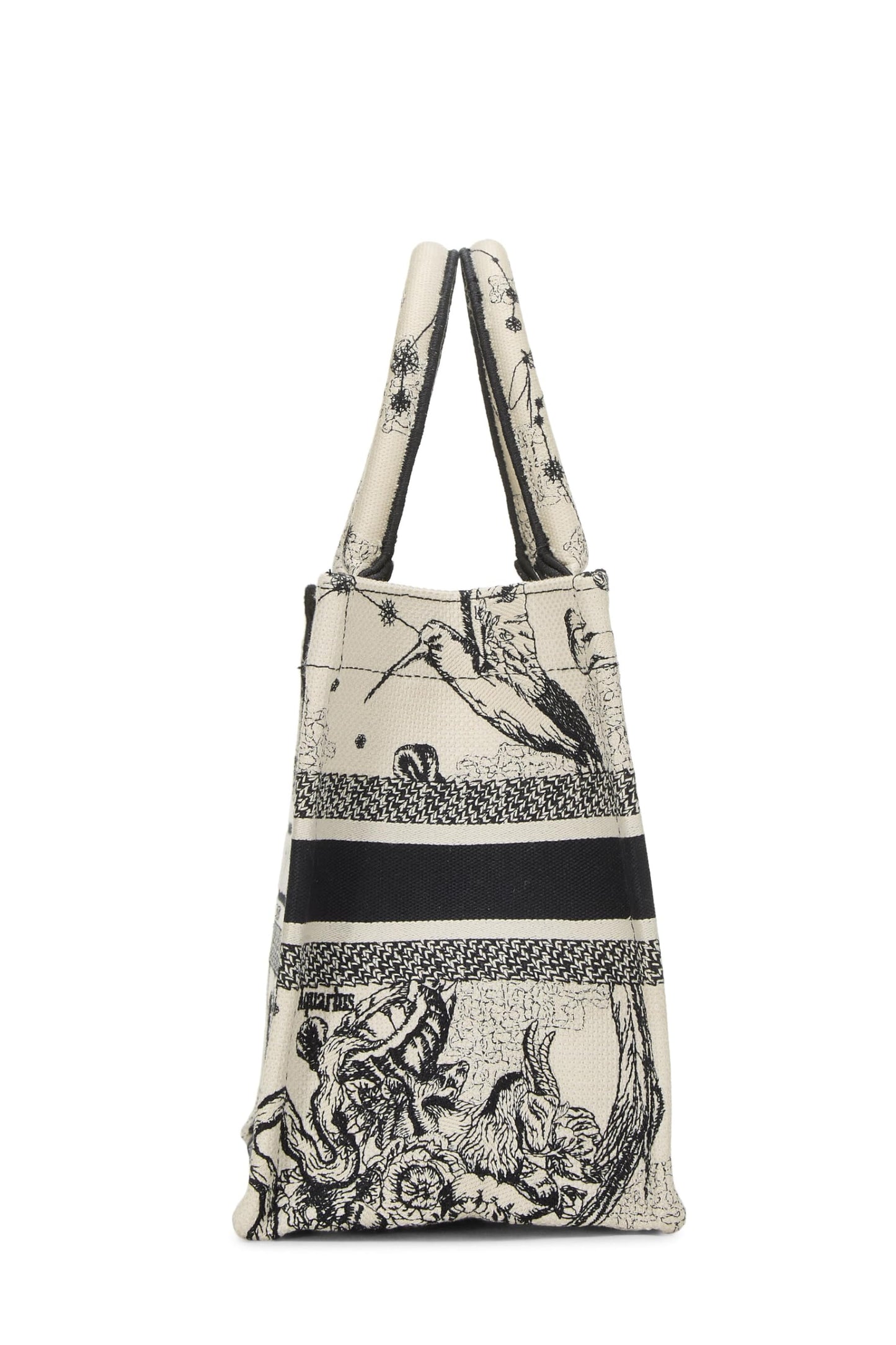 Dior,  Black & White Zodiac Embroidered Canvas Book Tote Small, White