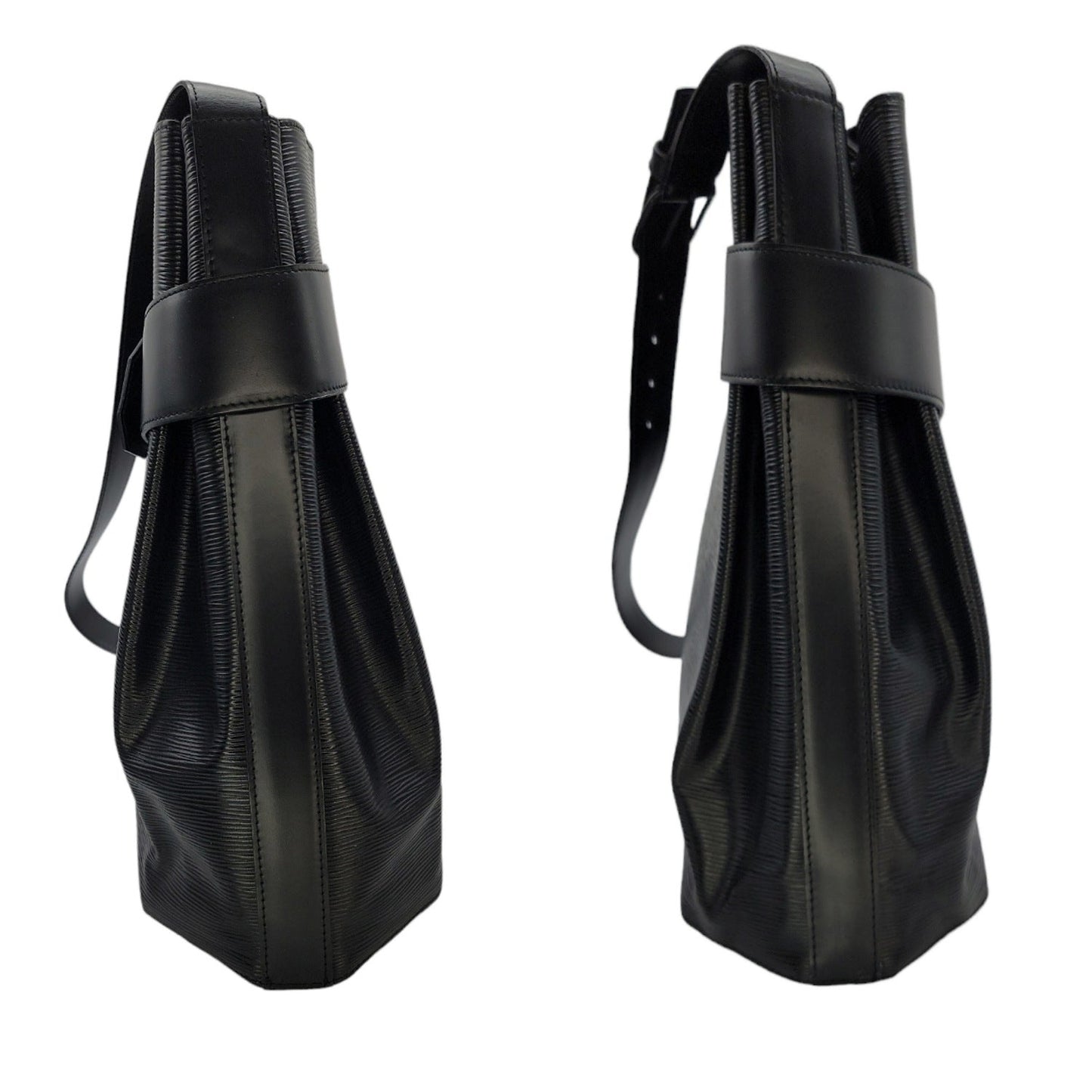 Louis Vuitton Vintage Black EPI Sac D'Epaule GM Bucket Bag w/ Pouch