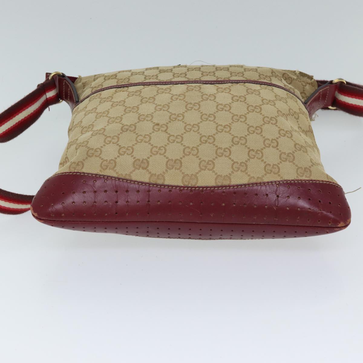 GUCCI GG Canvas Sherry Line Shoulder Bag Beige Red 145857 71790