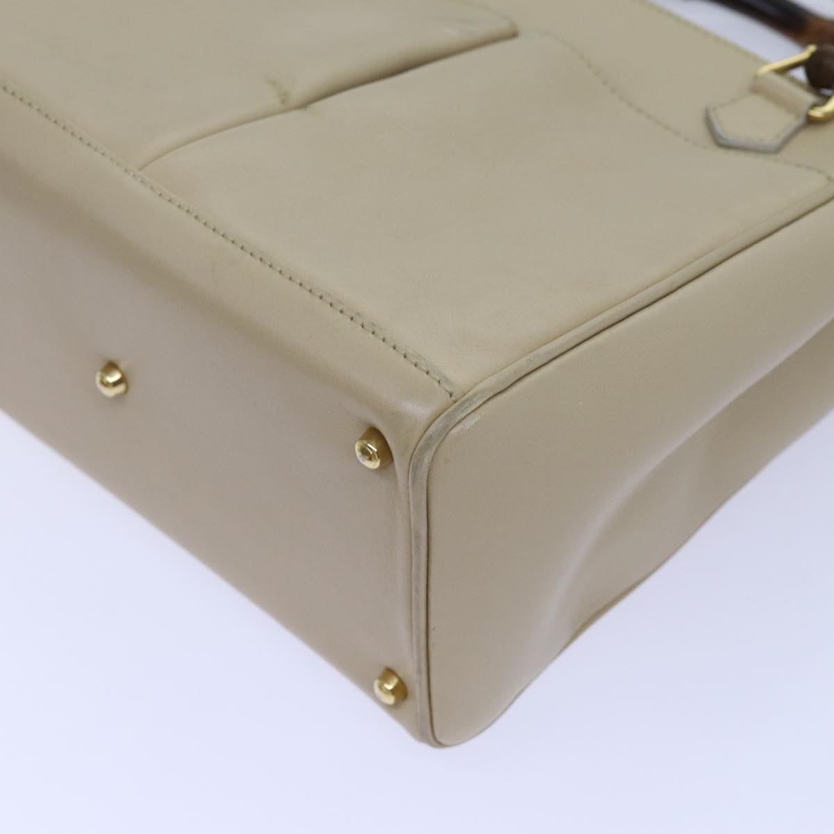 GUCCI Bamboo Hand Bag Leather 2way Beige 000 1364 0316 71795