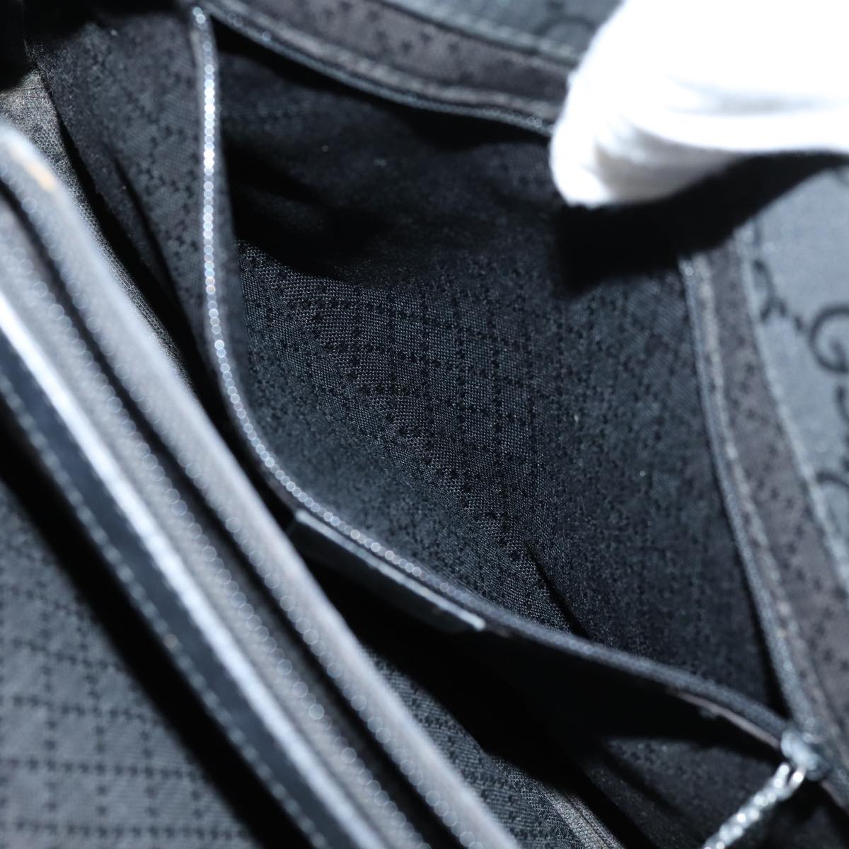 GUCCI Bamboo GG Canvas Hand Bag Nylon 2way Black 002 1016 71796