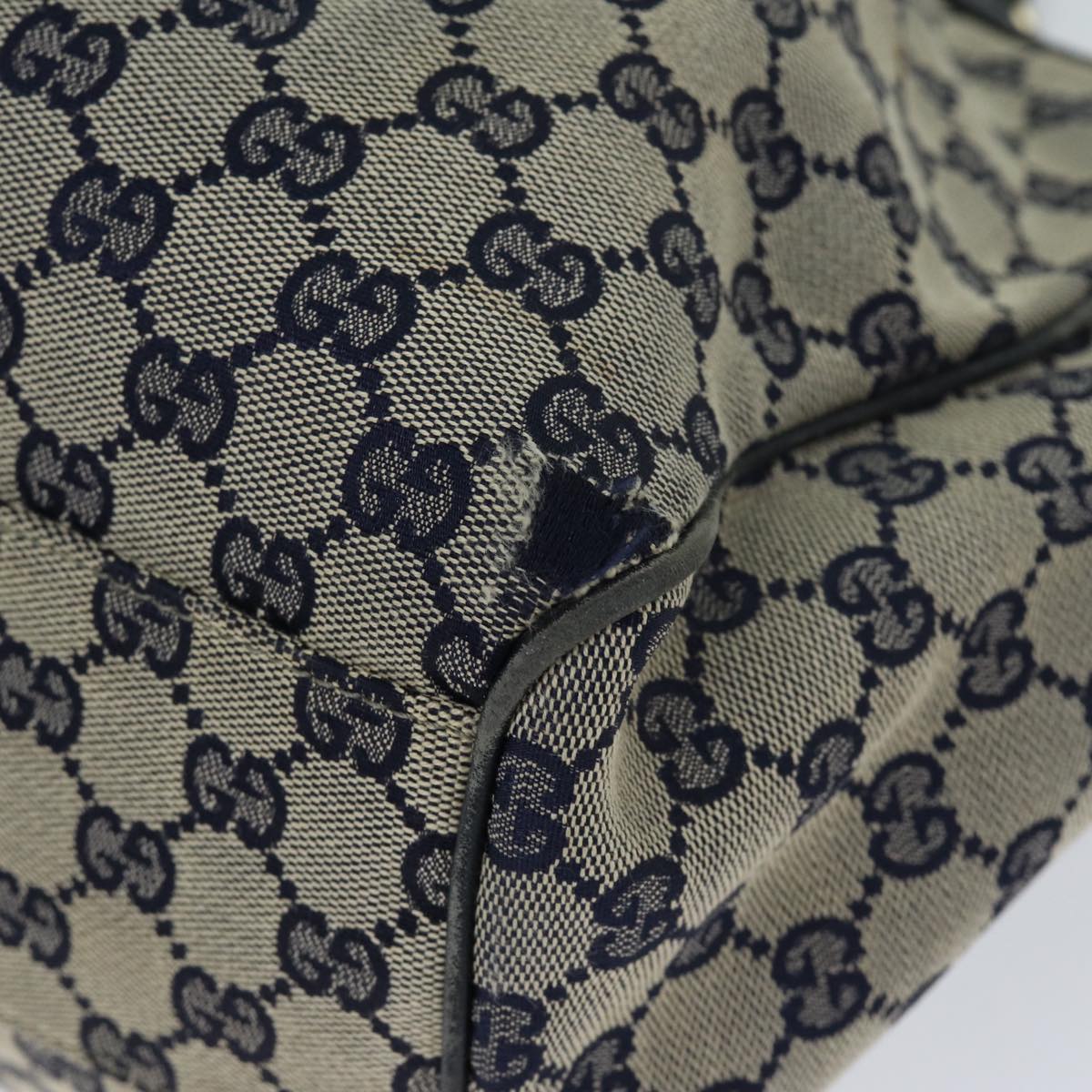 GUCCI GG Canvas Hand Bag Navy 211944 71797