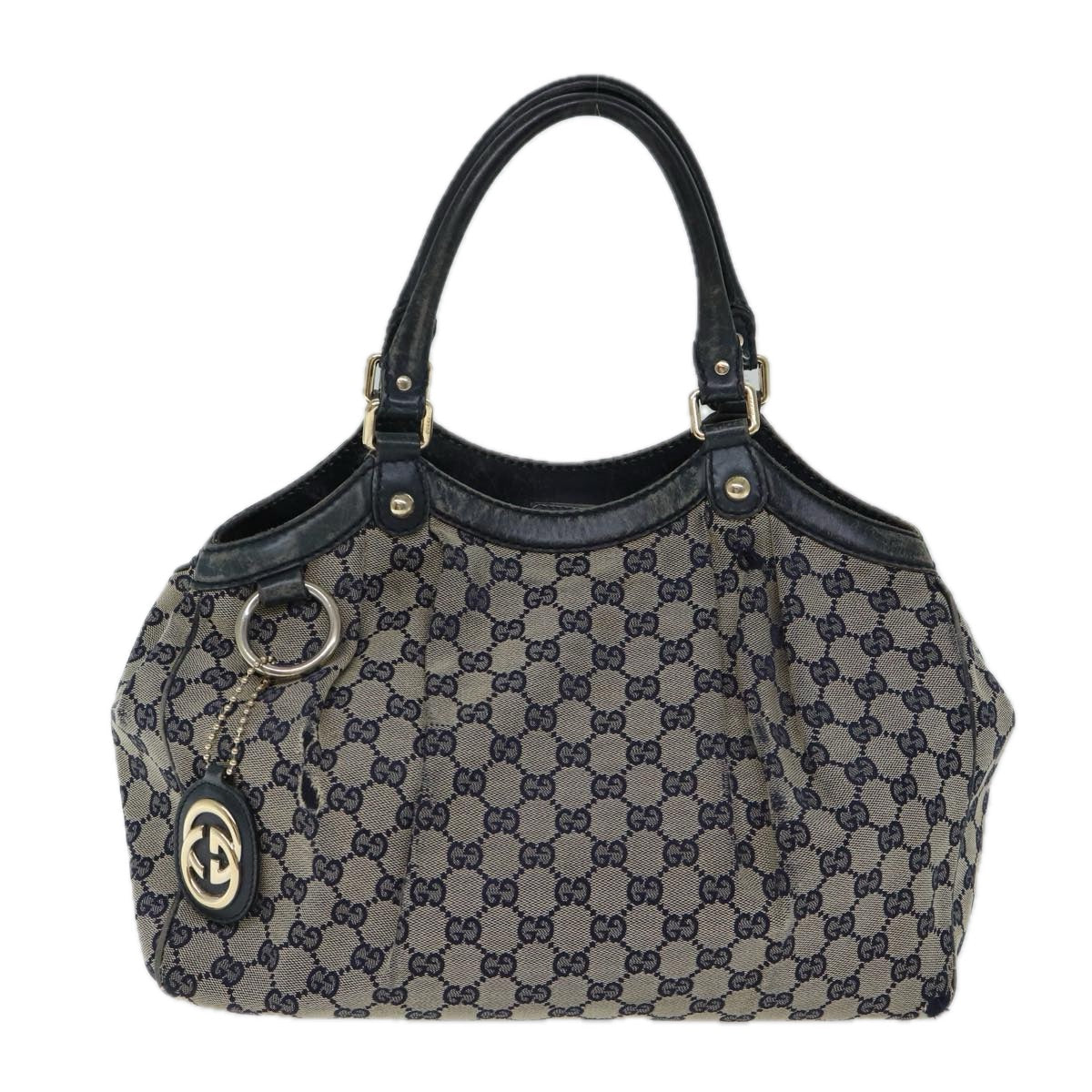 GUCCI GG Canvas Hand Bag Navy 211944 71797