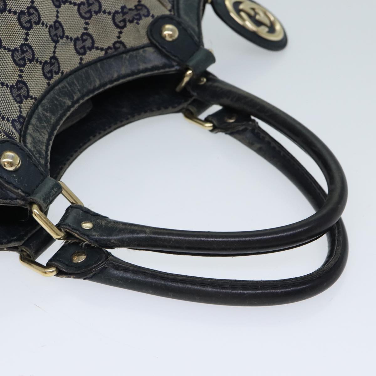 GUCCI GG Canvas Hand Bag Navy 211944 71797