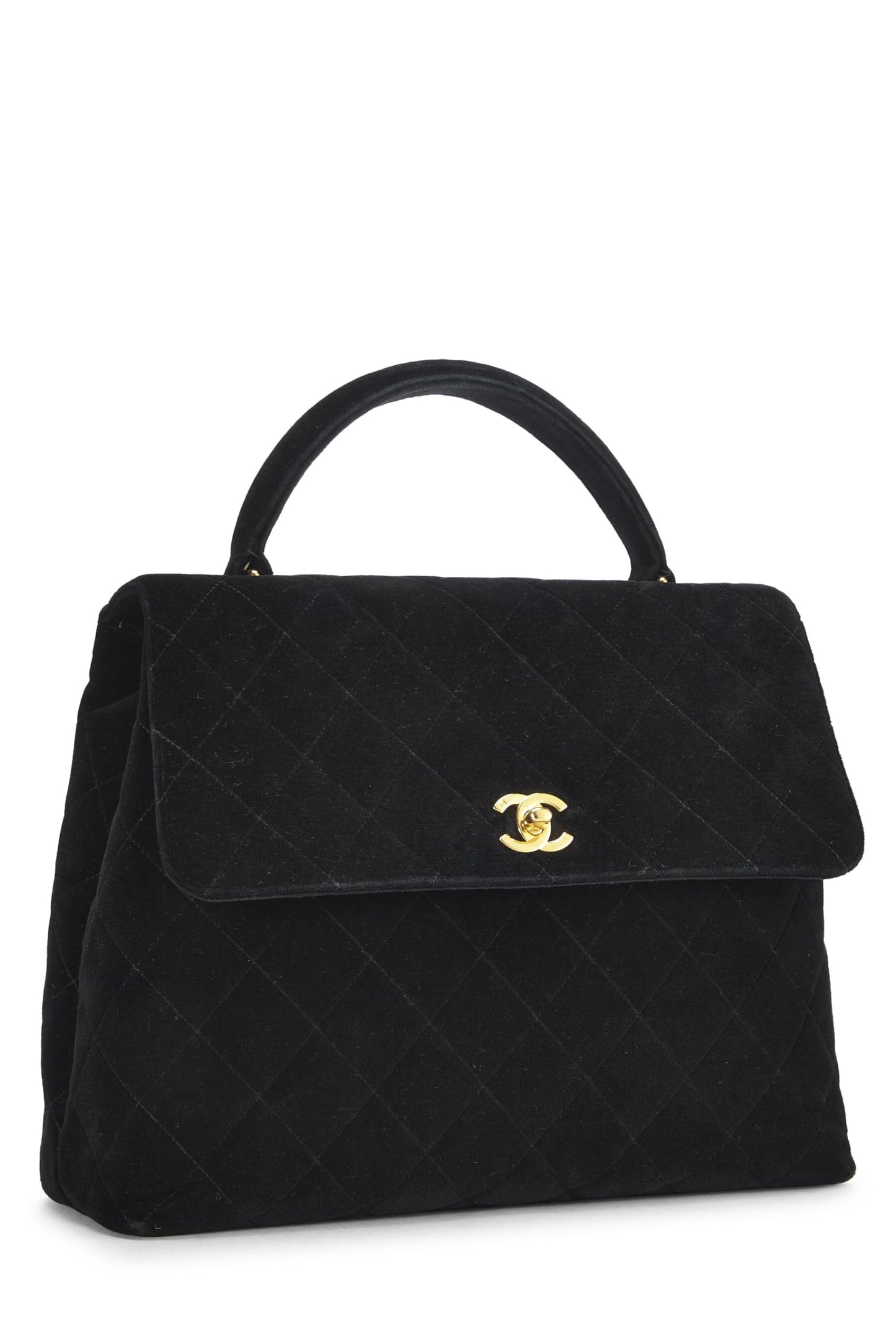 Chanel,  Black Quilted Velvet Kelly, Black