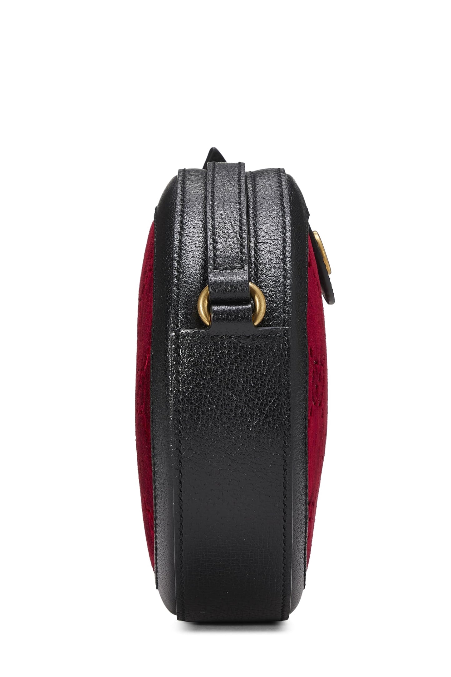Gucci,  Burgundy Velvet GG Marmont Round Shoulder Bag Mini, Burgundy