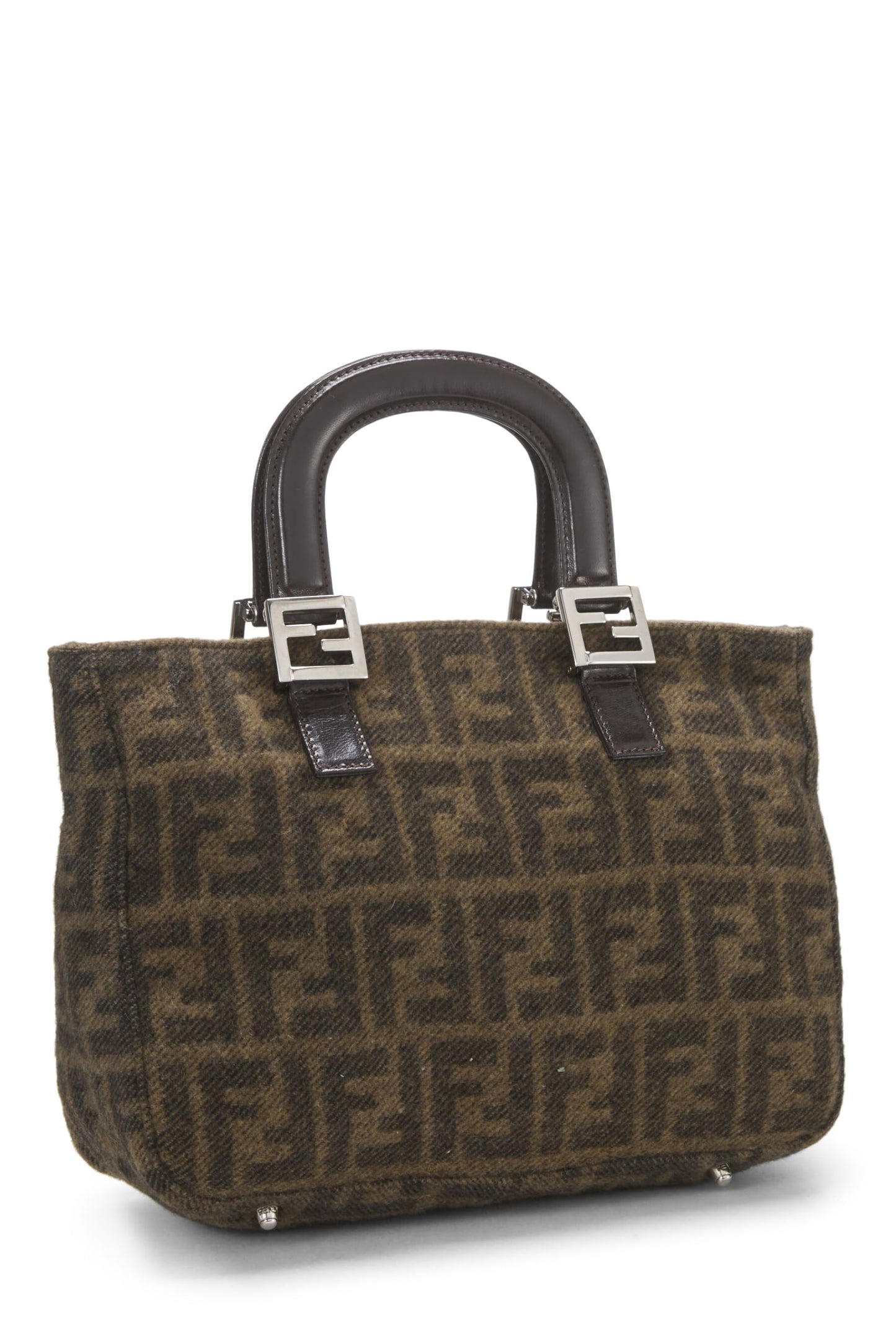Fendi,  Brown Zucca Wool Handbag, Brown