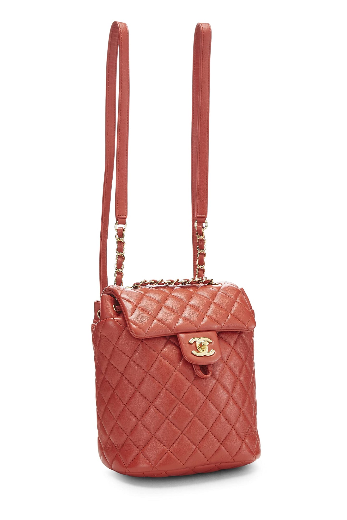 Chanel,  Orange Quilted Lambskin Urban Spirit Backpack Mini, Orange