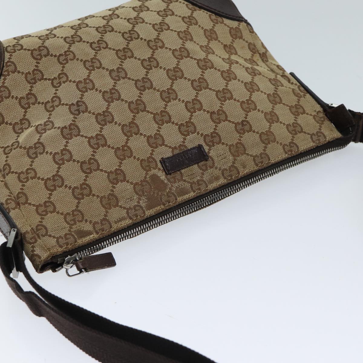 GUCCI GG Canvas Shoulder Bag Beige 114273 71808