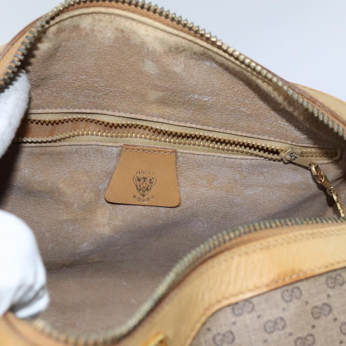 GUCCI Micro GG Supreme Hand Bag PVC Leather 2way Beige 71819