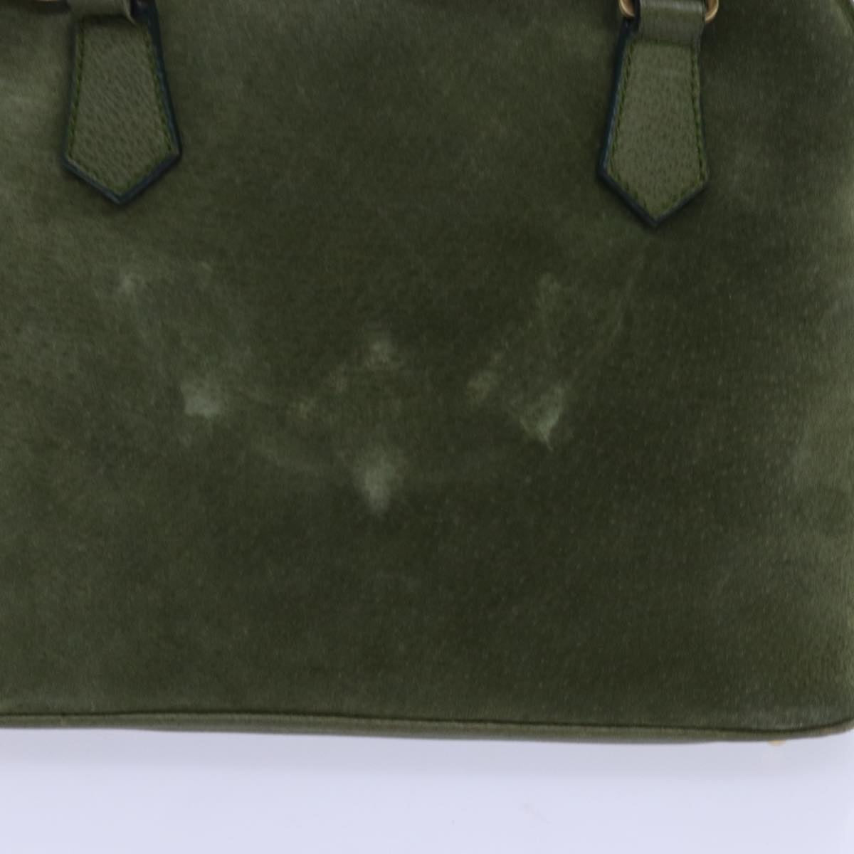 GUCCI Bamboo Hand Bag Suede 2way Green 000 1274 0290 71820