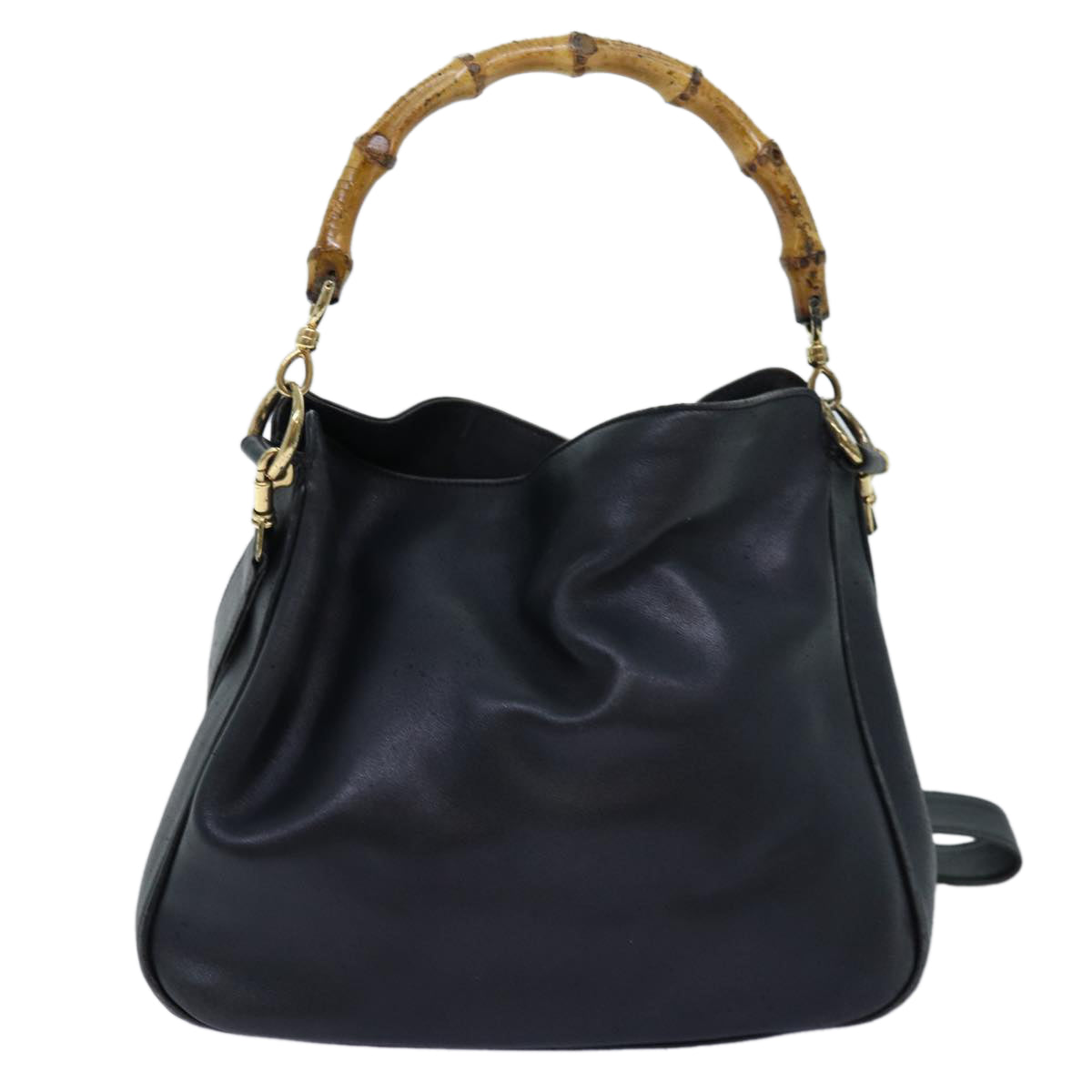 GUCCI Bamboo Shoulder Bag Leather 2way Black 71823
