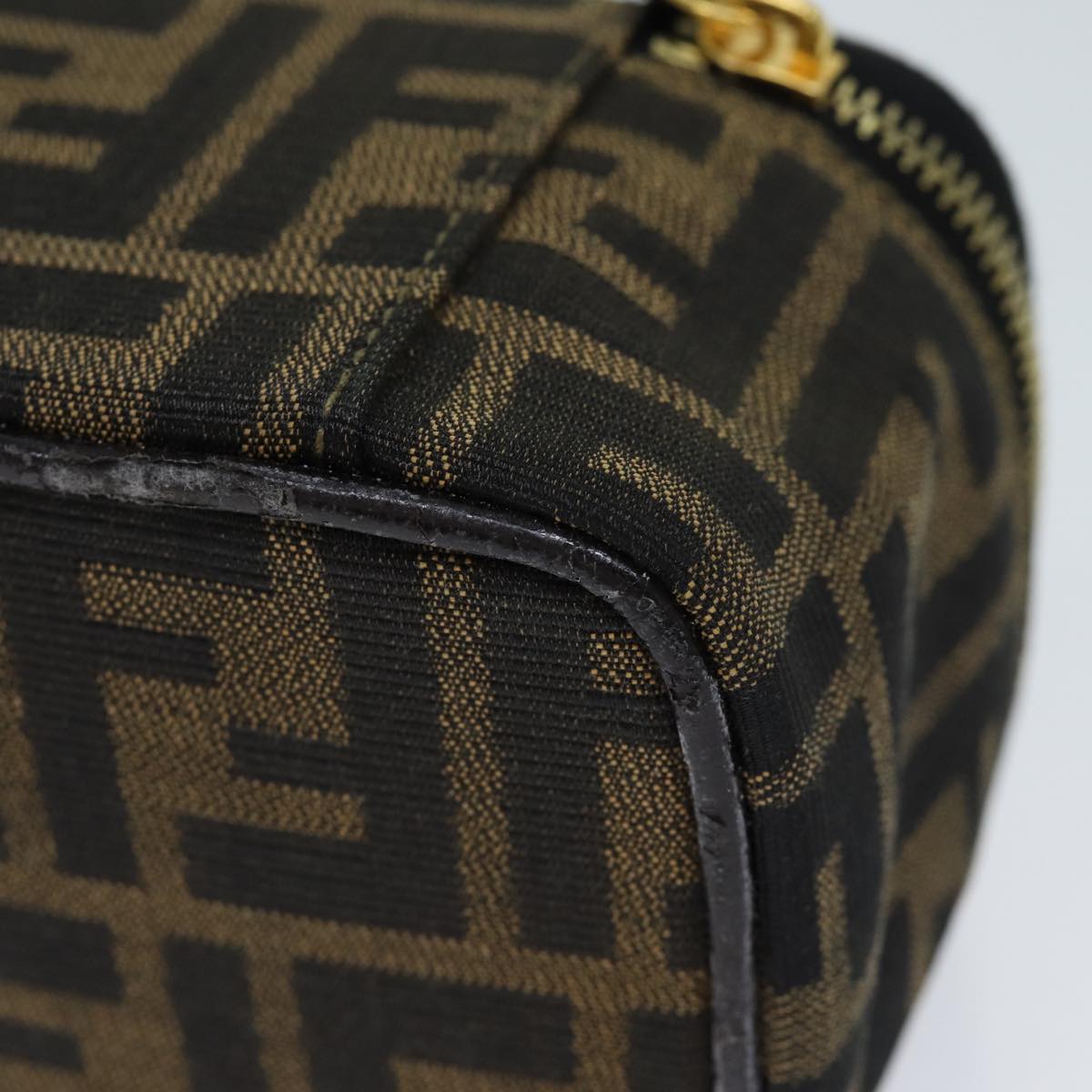 FENDI Zucca Canvas Vanity Cosmetic Pouch Brown Black 71829