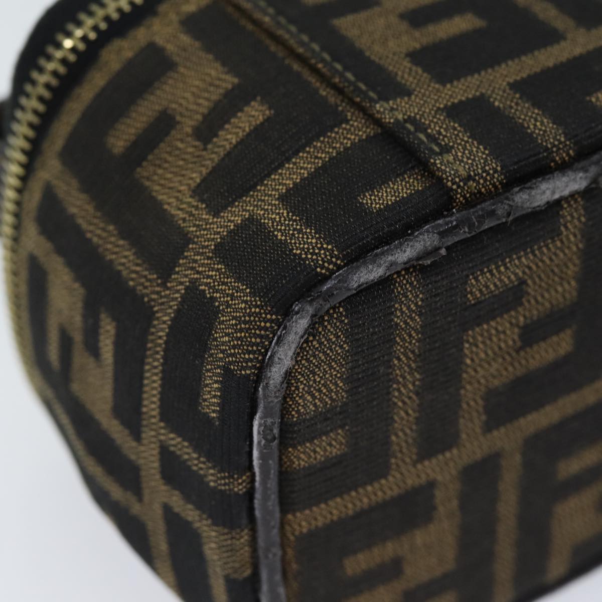 FENDI Zucca Canvas Vanity Cosmetic Pouch Brown Black 71829
